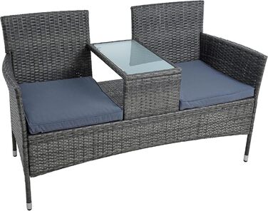 Садові меблі ESTEXO з ротангу для 2 осіб: Лавка, комплект для відпочинку, балконні меблі, сірий антрацит
