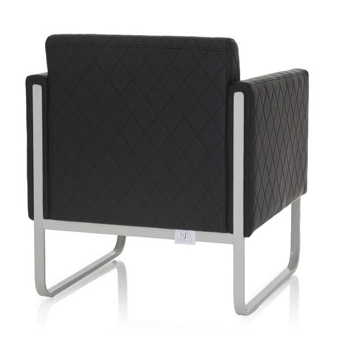 Крісло для відпочинку ARUBA STEP, каркас біло-сірий, штучна шкіра, одномісне, колір - чорний, hjh OFFICE