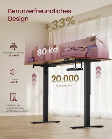 Стол для роботи VASAGLE з регулюванням висоти, USB-C, підставка для розеток, стоячий стіл, нагадування про перерви, 3 пам'яті, 180x80 см, Vintage Brown