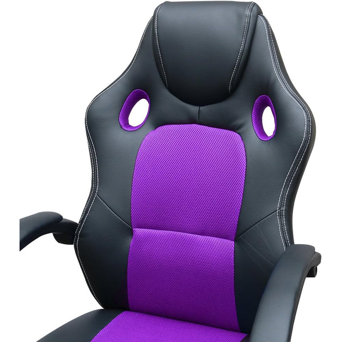 Офісне крісло Panana, настільне крісло з поліуретанової шкіри сітки, ігрове крісло з високою спинкою, поворотні комп'ютерні крісла з регулюванням висоти (чорнийфіолетовий)