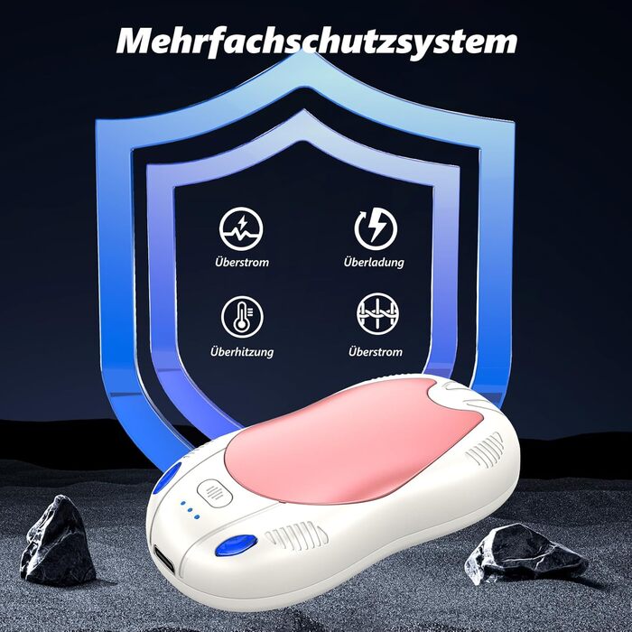 Електричні грілки для рук FANDLISS з магнітом, 10000mAh, 2 шт., з двостороннім нагрівом, USB, багаторазові, 3 режими нагріву, для активного відпочинку, гольфу, кемпінгу (рожевий)