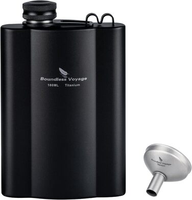 Фляга з титану iBasingo 180мл - Ultraleichter Flachmann для напоїв, Whiskey, Wodka, Weinflasche, Ti3071D (Ti3072d-180ml)