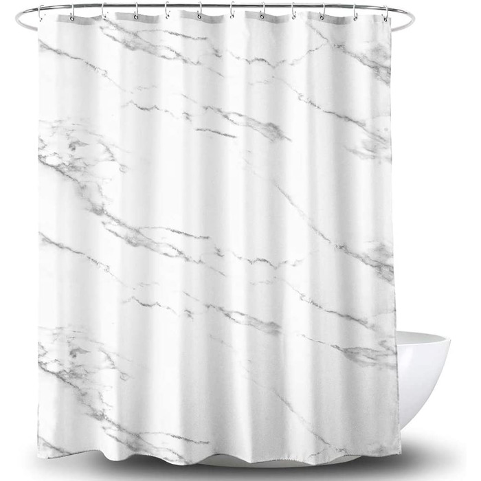 Завіса для душу Alumuk з мармуровим принтом 120x200 см біла