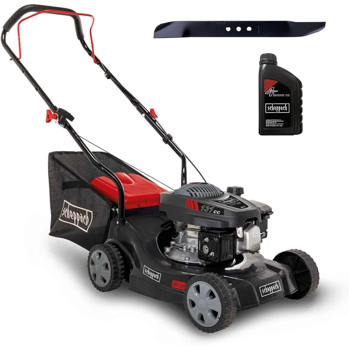 Бензиновий газонокосарка Scheppach MP132-40 - 3.3 PS, ширина 40 см, 3 положення висоти, кошик 35 л