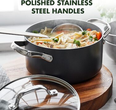 GreenPan Valencia Pro каструля з нержавіючої сталі з антипригарним покриттям Harteloxierte Gesunde Keramik, 20 см, 2 літри, без PFAS, для індукційних плит, можна мити в посудомийній машині, можна використовувати в духовці, сіра, з кришкою