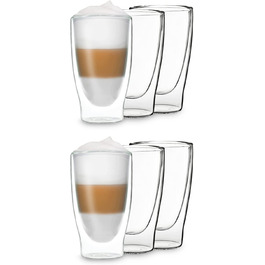 Набір келихів для латте маккіато 4x400 мл, келихи для латте маккіато з подвійними стінками, склянки для кави з подвійними стінками, чайні Келихи, склянки для капучіно, склянки для кави з льодом термостатичні келихи з подвійними стінками скляні чашки для еспресо (6x400 мл)