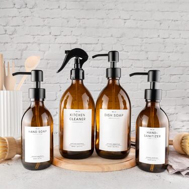 Набір дозаторів для мила MONOKO (4 шт.) з нержавіючої сталі, 500 мл, коричневий