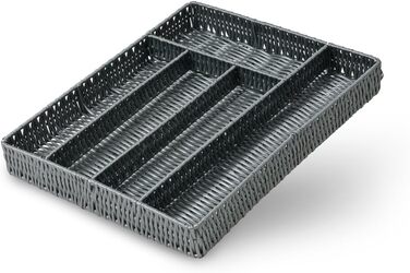 Прямокутний кошик для столових приборів, сірий, 35x30x5см