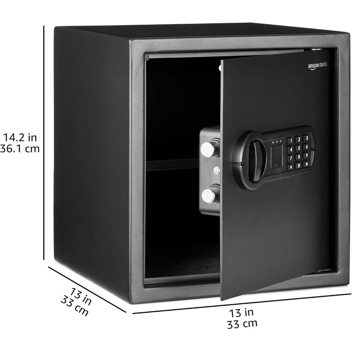 Електронний сейф, сталевий, цифровий, 35x33x42 см, чорний, 34 л