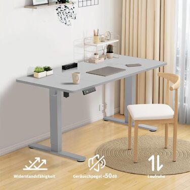 Регульований стіл за висотою 120x80 см з USB-C, органайзер для кабелів, пам'ять положень, білий