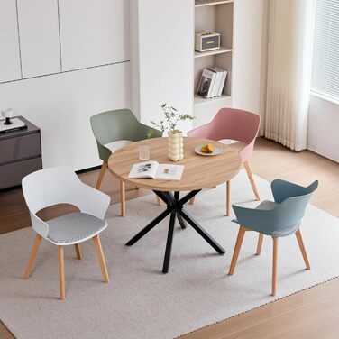 GrandCA HOME Кухонні стільці, набір 8 шт., зелені, з масивними дерев'яними ніжками, для кухні, вітальні, спальні