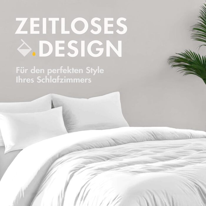 Світло-блакитна постільна ковдра Sleeptime з 100% бавовни, 200x200 см, комплект з 2 наволочками 80x80 см (135x200 см, 4 шт., білий) - м'яка, без прасування, на блискавці