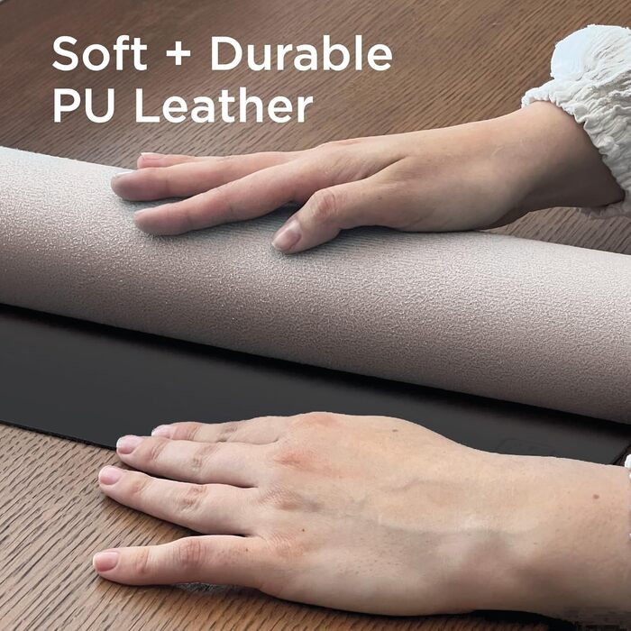 Килимок для миші та клавіатури Black+Decker з штучної шкіри, захисний підкладник на стіл для офісу та геймінгу, чорний (Mid Size: 40x81 см)