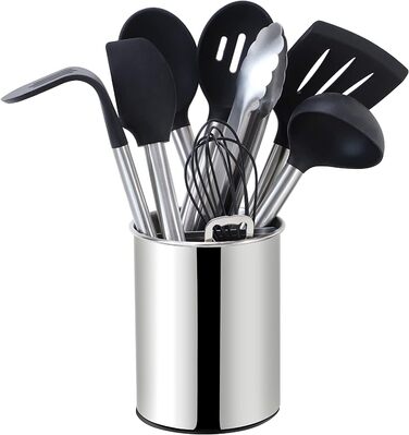Набір кухонного приладдя ECHTWERK, ручка з нержавіючої сталі, тримач для посуду, силікон з антипригарним покриттям, EW-KS-1201K (сріблястий, 10 шт. )