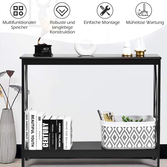 Журнальний столик COSTWAY з шухлядою, 3 ящики, білий, 100x30x80 см