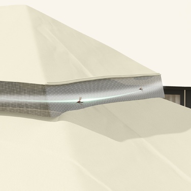 Тент для павільйону, 3 x 4 м, замінна тканина з отворами для стоку води, поліестер, захист від сонця, UPF30+, кремово-білий