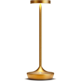 LED настільна лампа бездротова, 3 кольори, регулювання яскравості, 6000 mAh, IP54, для дому та кемпінгу (золота)