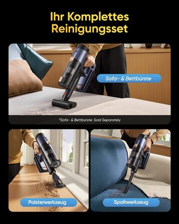 Акумуляторний пилосос Vexilar Leichter 50Kpa, 50хв, 450W, LED-дисплей, 6-в-1 для килимів, підлоги, шерсті тварин, авто, синій