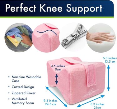 Ортопедична подушка під коліно з Memory Foam - для болю в спині, ішіасу та сну на боці. З інструкцією від лікарів. Білий (Рожевий, Regular)