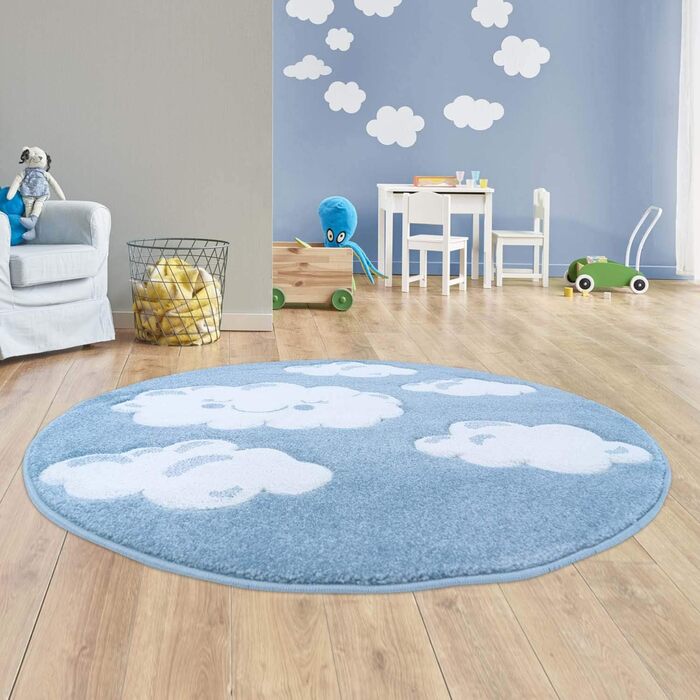 Дитячий килимок Taracarpet Bueno Високоякісний контурний виріз Blue Clouds 080x150 см