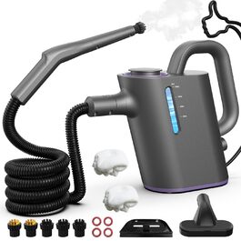 Портативний відпарювач 550 мл, 1500 Вт, з аксесуарами, для кухні, ванної, вікон, авто та оббивки (фіолетовий)