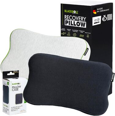 BLACKROLL® Recovery Pillow Set Jersey Anthrazit: ергономічна подушка для шиї та голови з Memory Foam, комплект з додатковим чохлом. Виготовлено в Німеччині. Подушка та чохол антрацитового кольору.