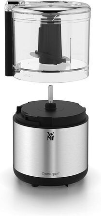 Подрібнювач WMF Küchenminis Cromargan матовий, компактний електричний подрібнювач з однією кнопкою, контейнер 0.3л, 65 Вт, пластик