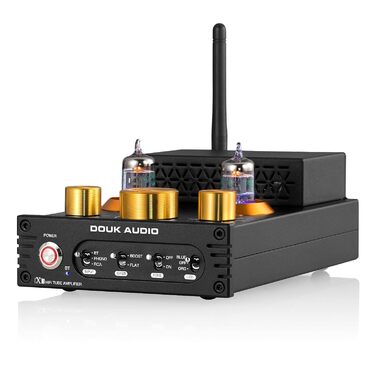 Ламповий підсилювач Douk Audio X1, HiFi Bluetooth 5.0, GE5654, MM Phono, 160 Втx2, регулювання високих і низьких частот