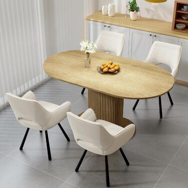 Обідній стіл WAFTING овальної форми, сучасний дизайн, для 4-6 осіб, 160x90x75 см, шпон дуба