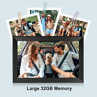 Цифровий фоторамка 15.6 дюймів 32GB WiFi, IPS Touchscreen, Автоматичне обертання, Чорний F156
