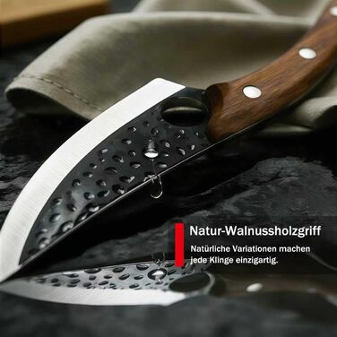 Японський кухонний ніж Rostfrei 15 см, з шкіряною піхвою, з нержавіючої сталі, з дерев'яною ручкою, для овочів та м'яса, чорний