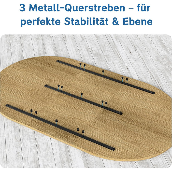 Обідній стіл WAFTING овальної форми, сучасний дизайн, для 4-6 осіб, 160x90x75 см, шпон дуба