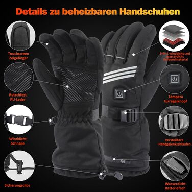 Гріючі рукавички для чоловіків та жінок, акумулятор 5000mAh*2, 7.4V, 4 режими нагріву, водонепроникні, для зимових видів спорту та катання на лижах