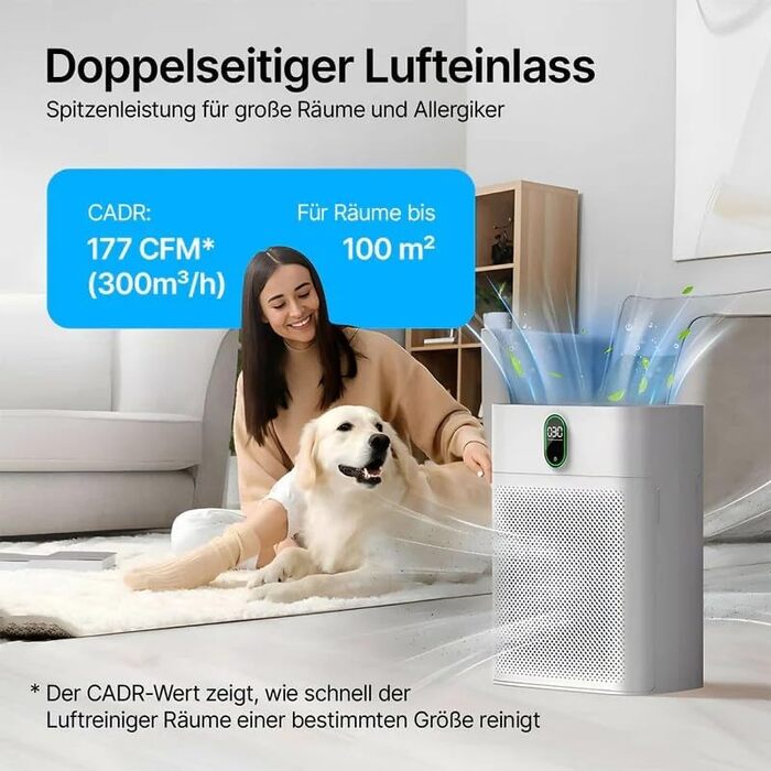 Розумний очищувач повітря Oryzom Smart Luftreiniger V1 Pro з HEPA-фільтром та датчиком PM2.5, керування через додаток та голосовий помічник (білий)