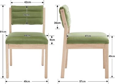 Набір обідніх стільців Wahson з 2 шт. , вінтажний оксамитовий кухонний стілець на дерев'яних ніжках, (4 шт. , зелений)