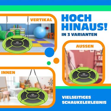 Шоукель KESSER® Tellershaukel Ø 120 см, до 300 кг, з подушкою та 4 ручками, регульована, для дітей та дорослих, зелений