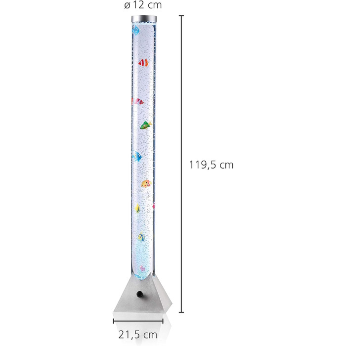 См, LeuchtenDirekt, світлодіодна водяна колонка, зміна кольору RGB, керування за допомогою шнурового вимикача, світло для дитячої кімнати, в т.ч. рибки, сталевий колір, 120