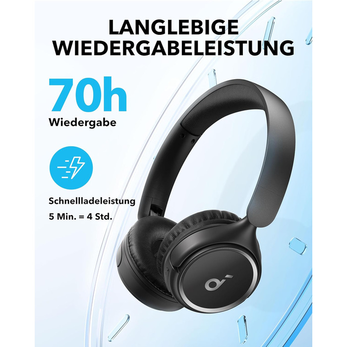 Бездротові накладні навушники Soundcore H30i, складні, 70 год, Bluetooth 5.3, багатоточкові (чорні)