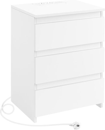 Нічний столик Yaheetech з 3 висувними ящиками, 2 розетками AC та 2 USB-портами, для спальні/вітальні