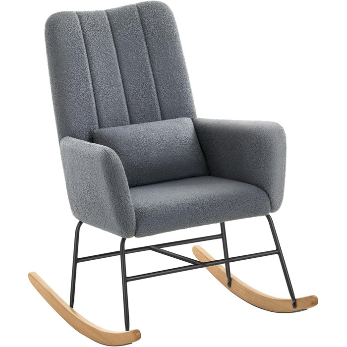 Крісло-гойдалка SONGMICS HOME з підлокітниками, для вітальні та спальні, сірий, до 136 кг, LYY500G01