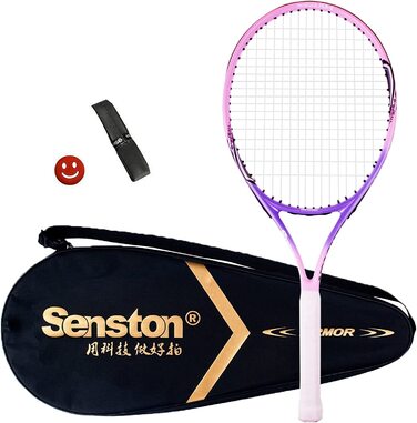 Тенісна ракетка Senston 19/23/25 комплект тенісних ракеток цільного дизайну з тенісною сумкою, накладкою, демпфером вібрації рожевого кольору 19 дюймів