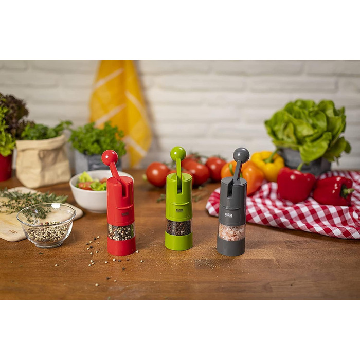 Мельниця для солі та перцю Kuhn Rikon Ratchet Grinder з регульованою керамічною жорном (червона)