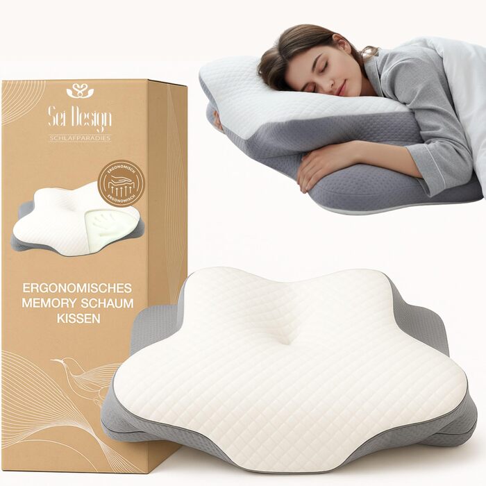 Ортопедична подушка для шиї Sei Design з Memory Foam - для спини та боку, Oeko-Tex®, Lyocell, охолоджуючий чохол