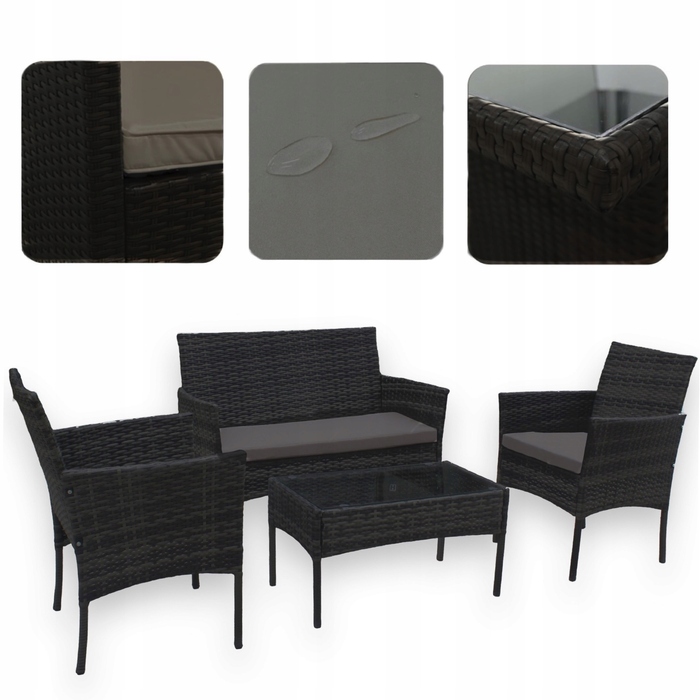 Комплект садових меблів із техноротанга MTG Trade Group, чорний, 4 предмети