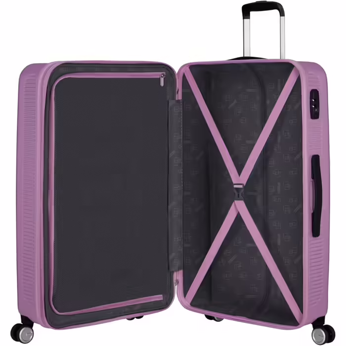 Валіза American Tourister Astrobeam Spinner L, розсувна, 77 см, 97/110 л, фіолетова (Pastel Lavender), для подорожей