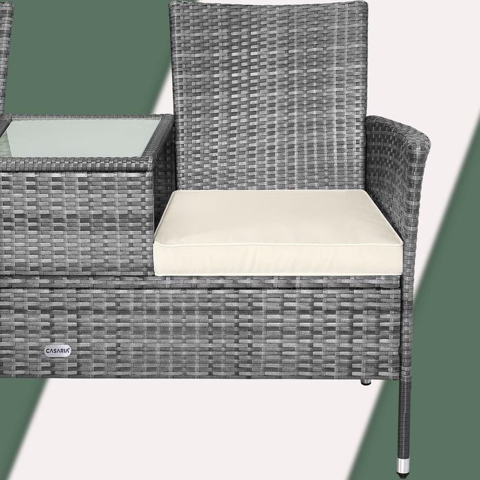 Лавка для кіно з поліротангу сіра/бежева 143x55x88см