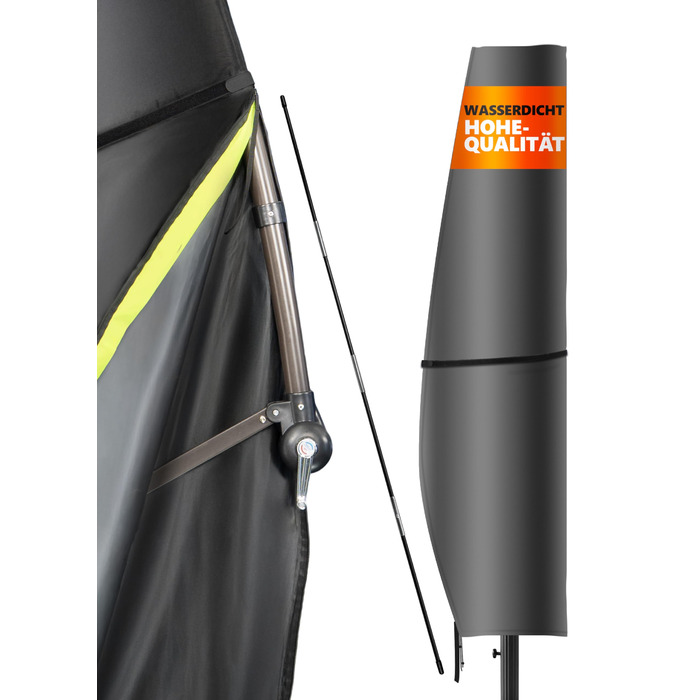 Чохол для парасольки Menz, 2-4 м, 420D Oxford, водонепроникний, UV-стійкий, вітростійкий, для саду (Антрацит, 265x40/70/50 см)