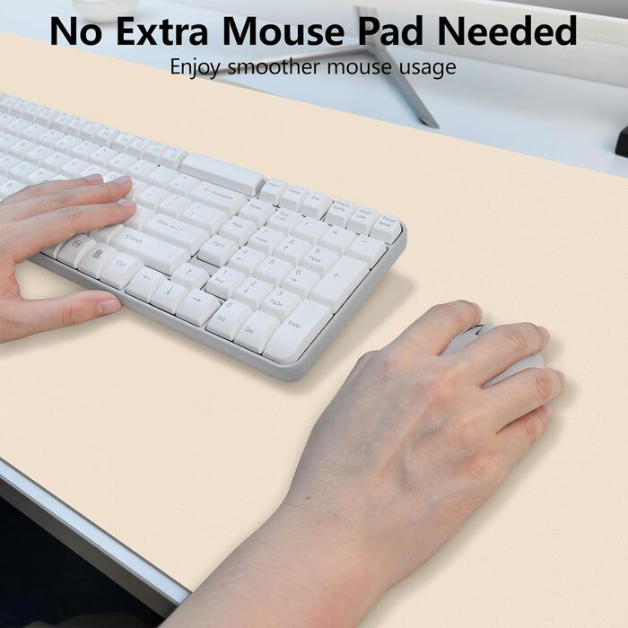 Килимок на стіл Niviy з екошкіри XXL (120x60 см), водонепроникний килимок для миші та захисна підкладка для офісу та дому, бежевий