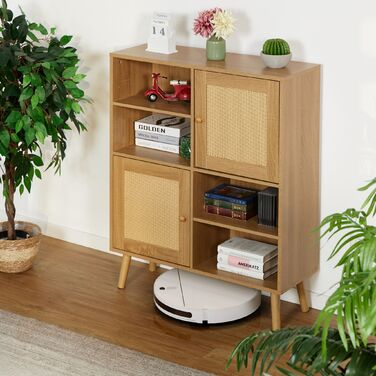 Тумбочка Relaxdays з 2 ротанговими дверцятами