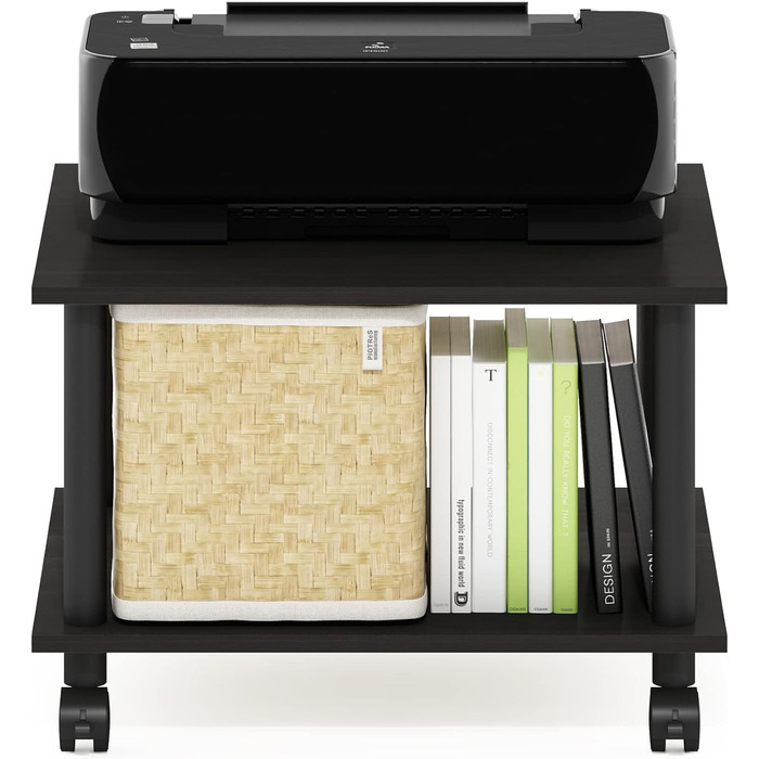 Підставка для комп'ютера Furinno Econ для офісу, з роликами, 2-рівнева, Espresso/Schwarz